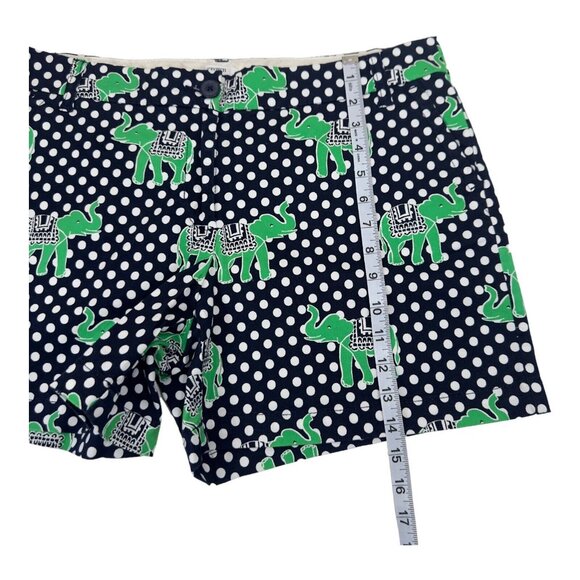 Crown & Ivy Green Elefant-Navy Polka Dot Print Chino Short Women SZ 12 Classic - Picture 7 of 11